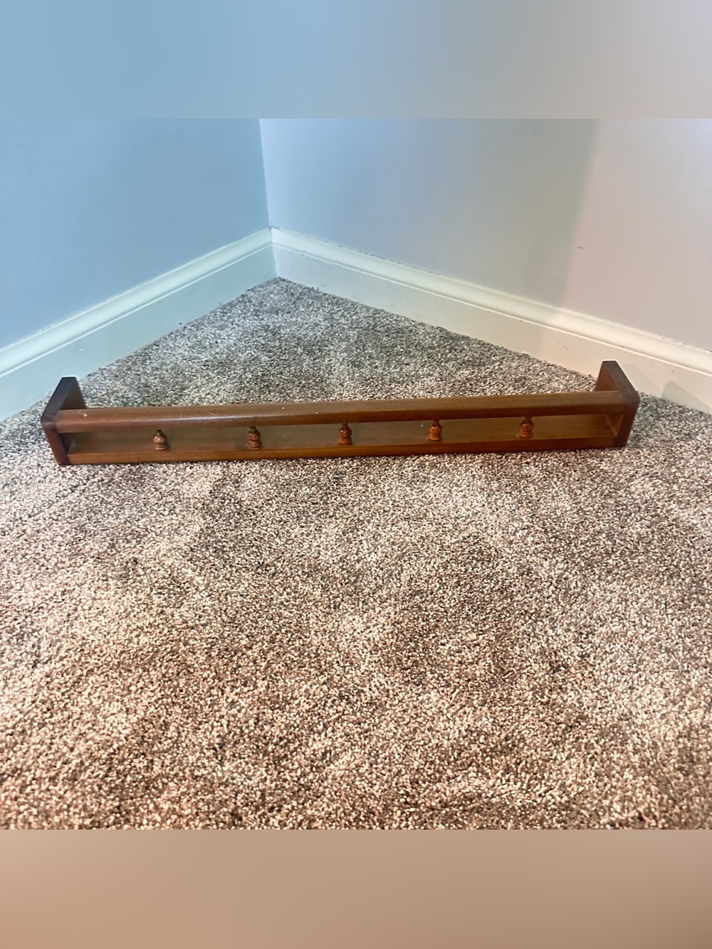 Vintage wood shelf 24” with spindle railing